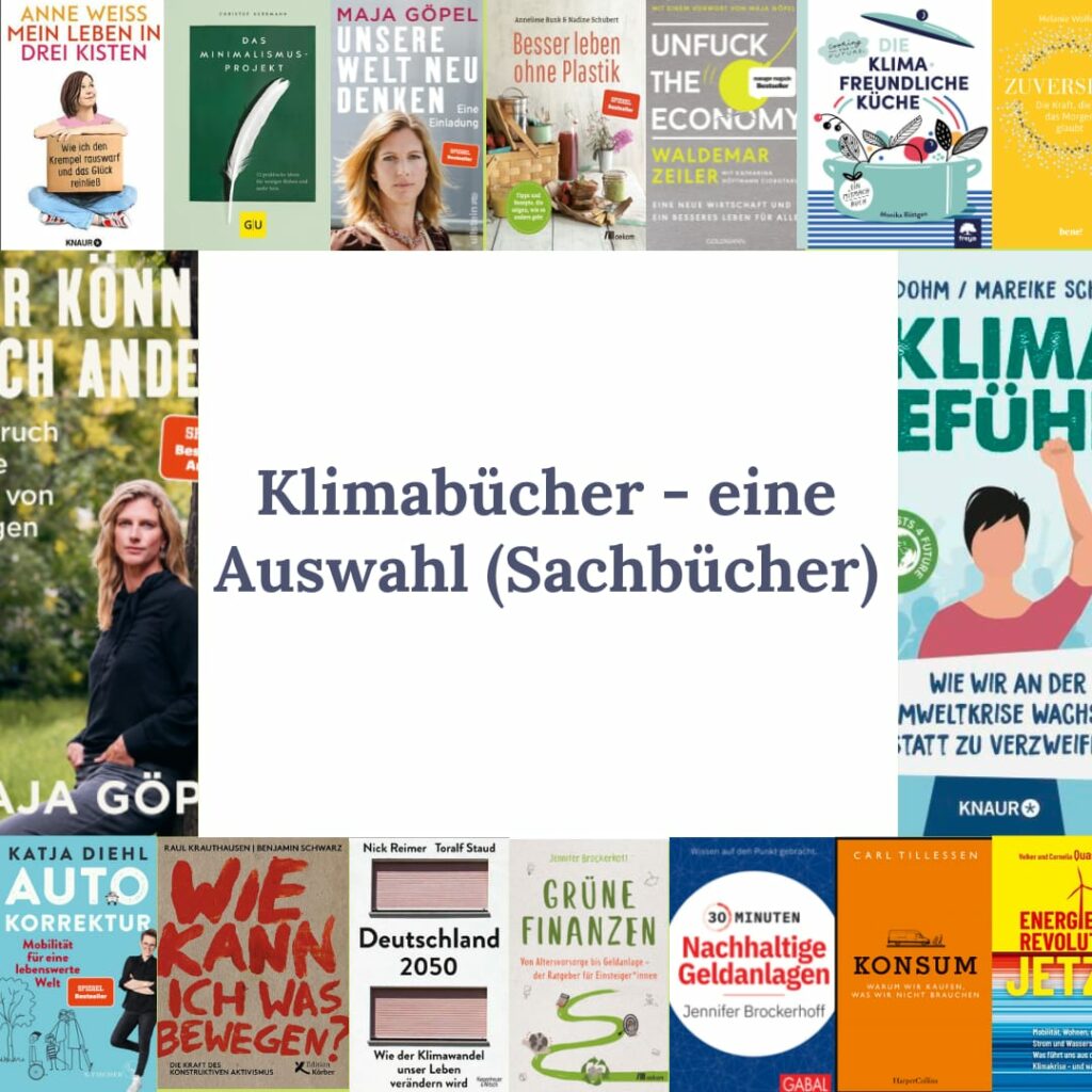 Klimabücher: Collage der Cover der Bücher, die Vorgestellt wurden
